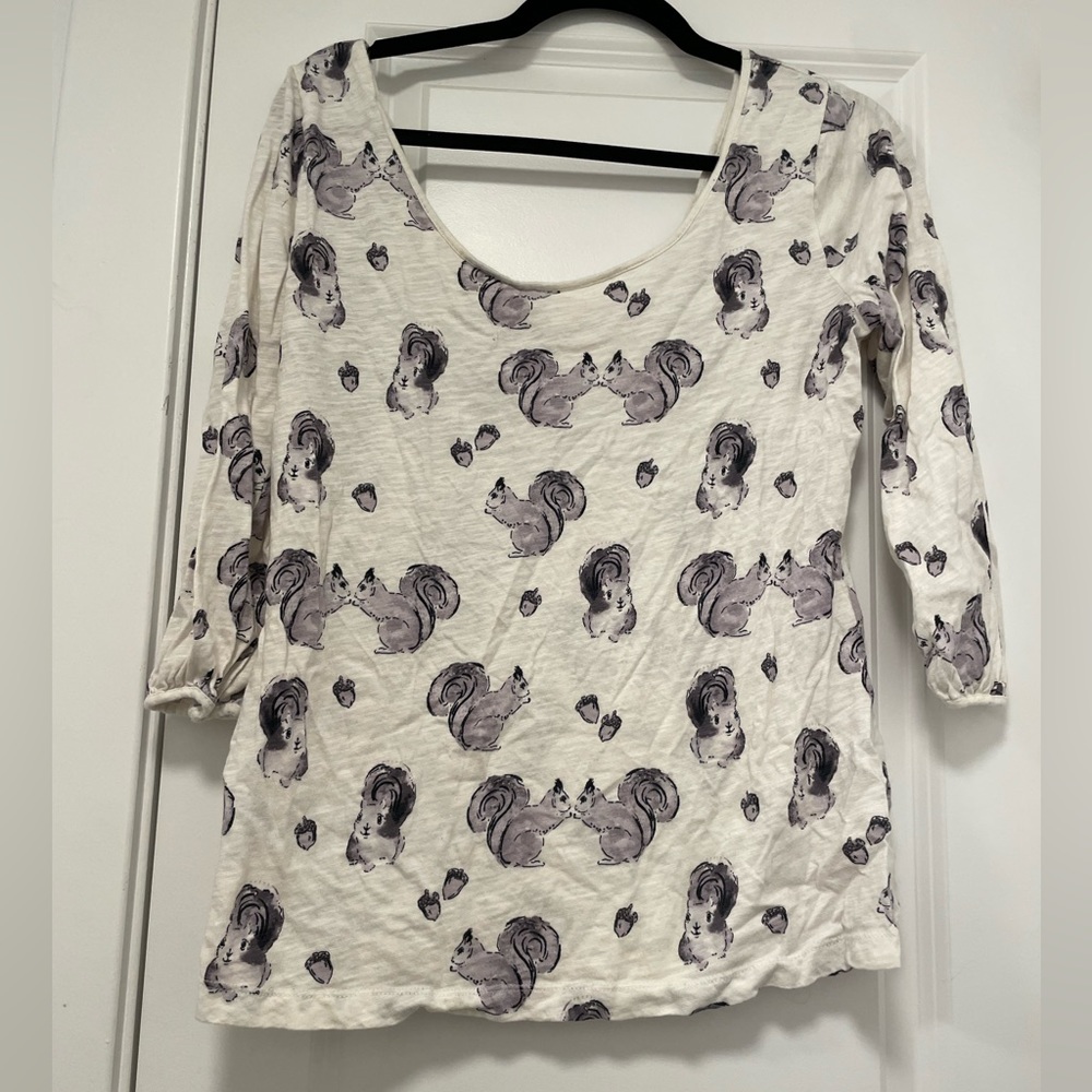 Anthropologie Postcard Squirrel top L large